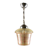 Mid-century crackle glass lantern with checkered pattern, France