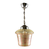 Mid-century crackle glass lantern with checkered pattern, France