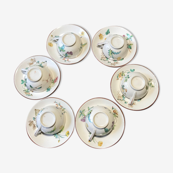 6 vintage coffee cups decorated with field flowers