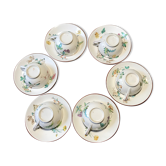 6 tasses à café vintage à décor de fleurs des champs