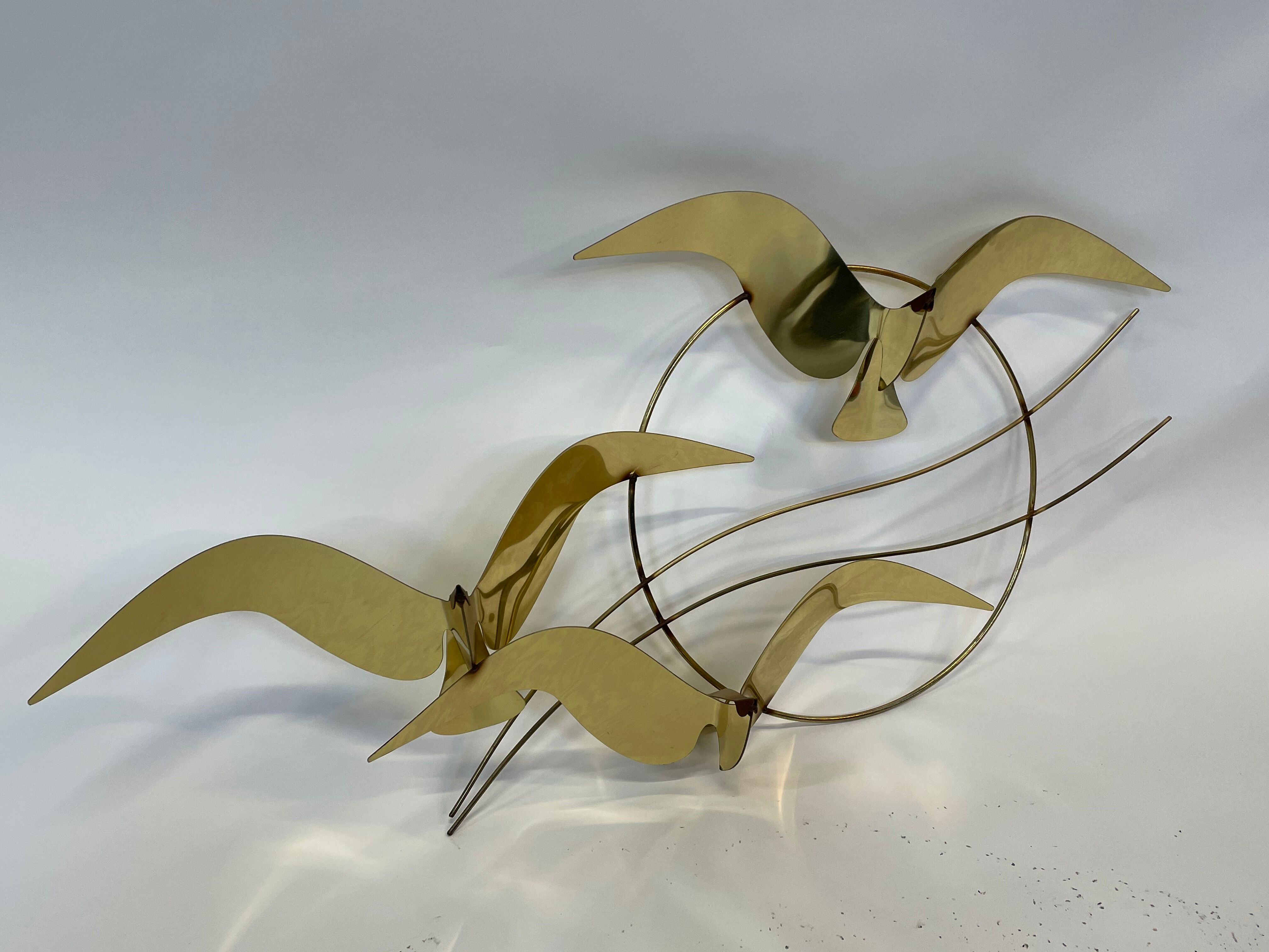 Vintage curtis jere modern brass wall sculpture