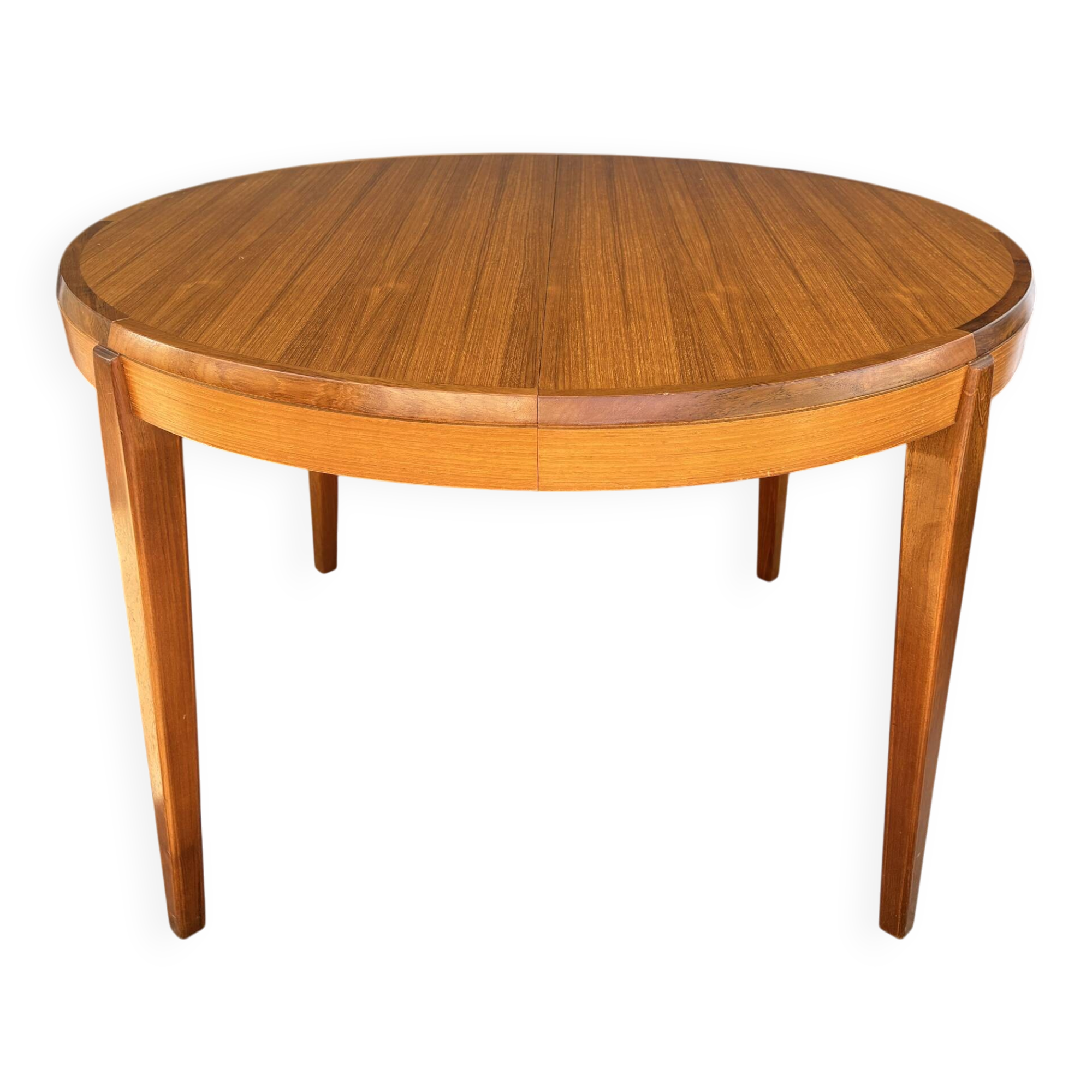 Vintage teak round table Scandinavian style with 2 extensions 1960s/70s