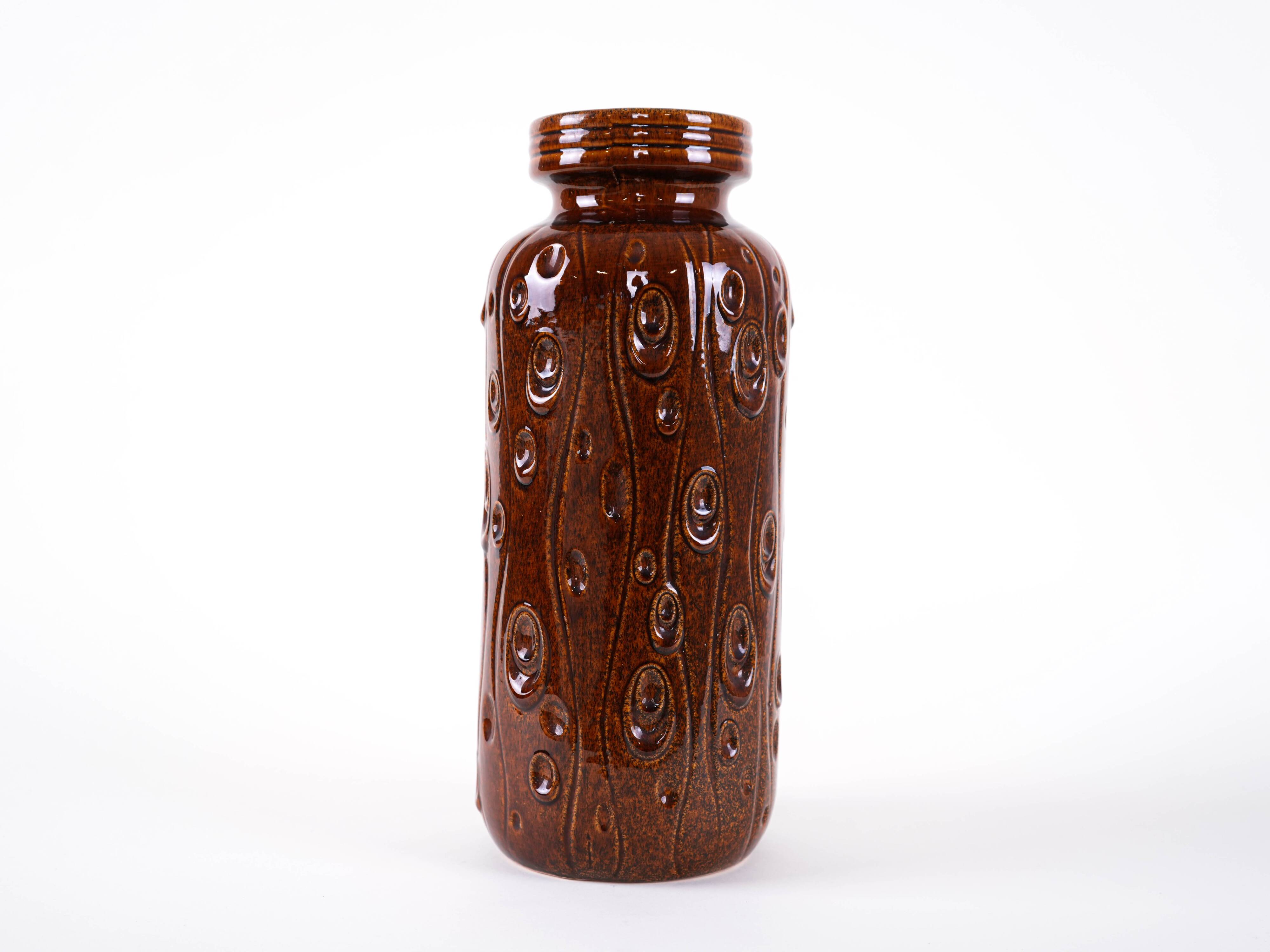Brown ceramic vase, German design, 1960s, made in West Germany