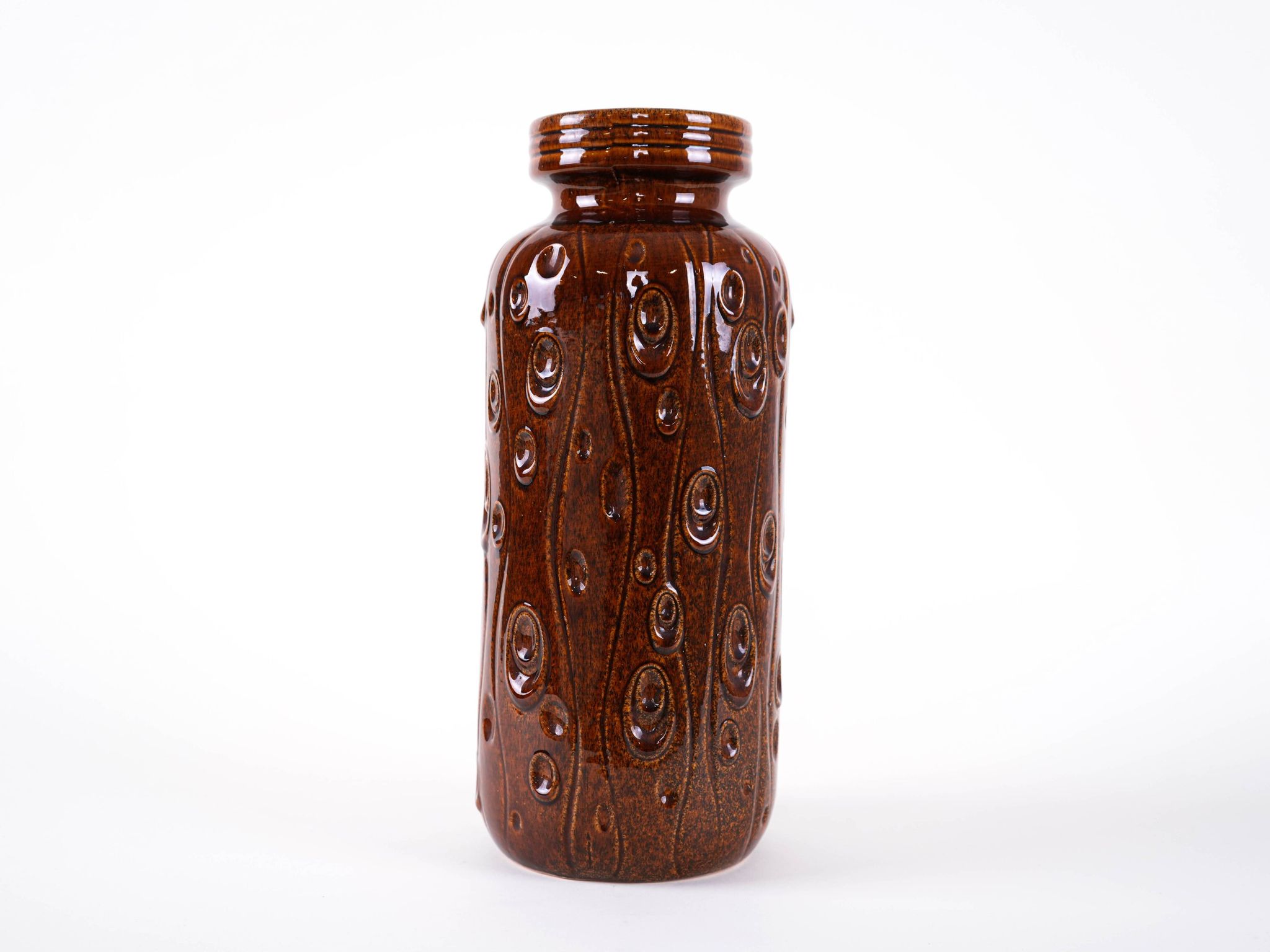 Brown ceramic vase, German design, 1960s, made in West Germany