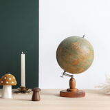 Globe world map J. Forest for Girard Barrère and Thomas on wooden base, 50s