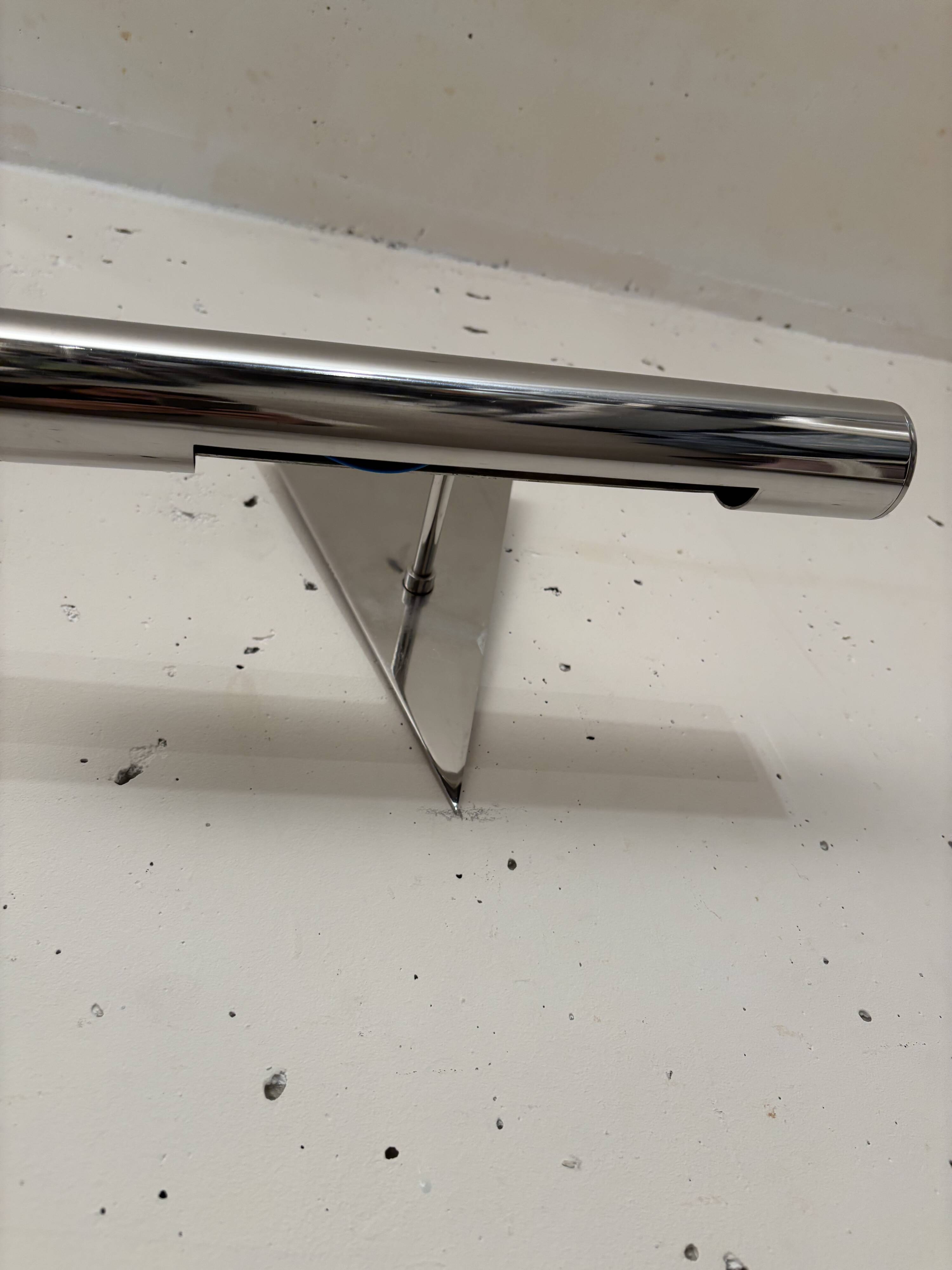 Pair of stainless steel wall lights 1980