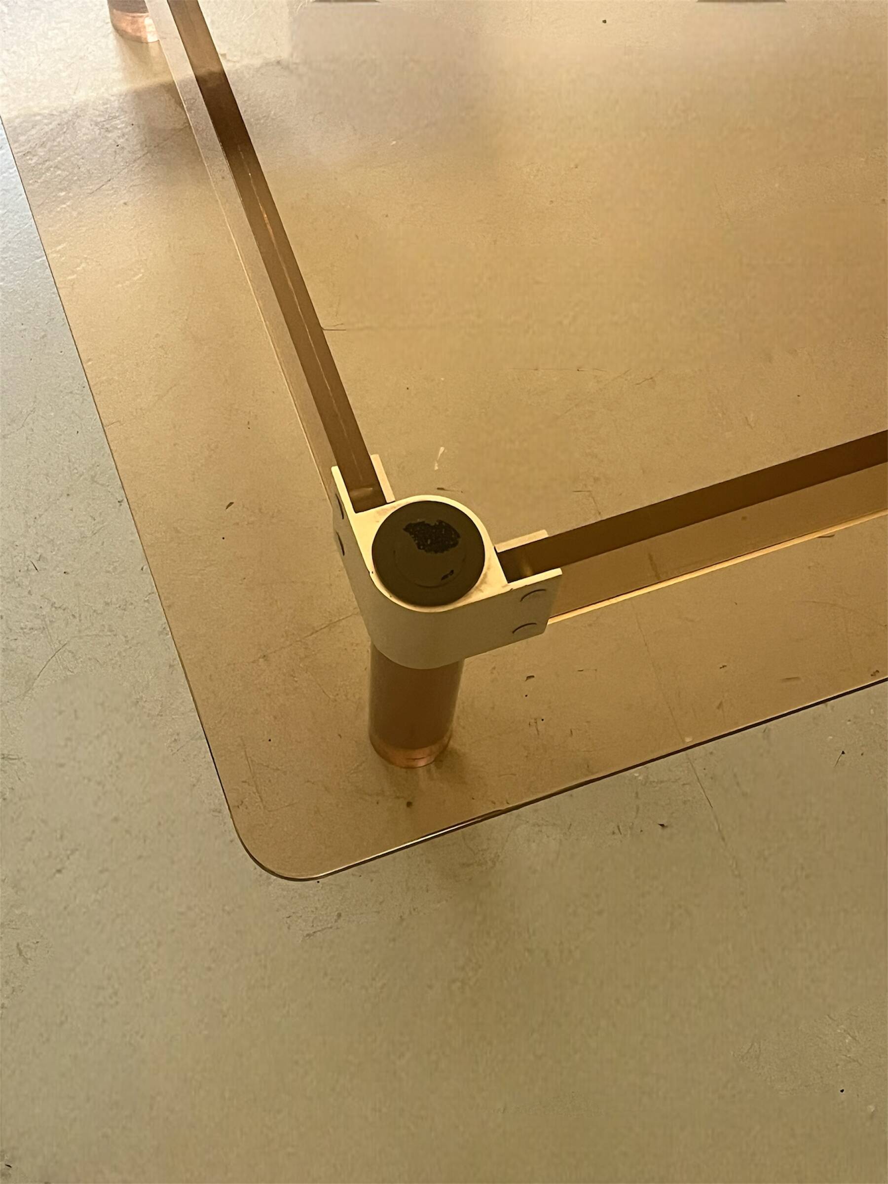 Square coffee table in smoked brown plexiglass and chrome, 1970s design