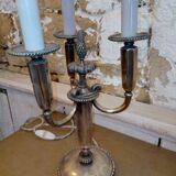 pair of candelabra with three lights in silver bronze