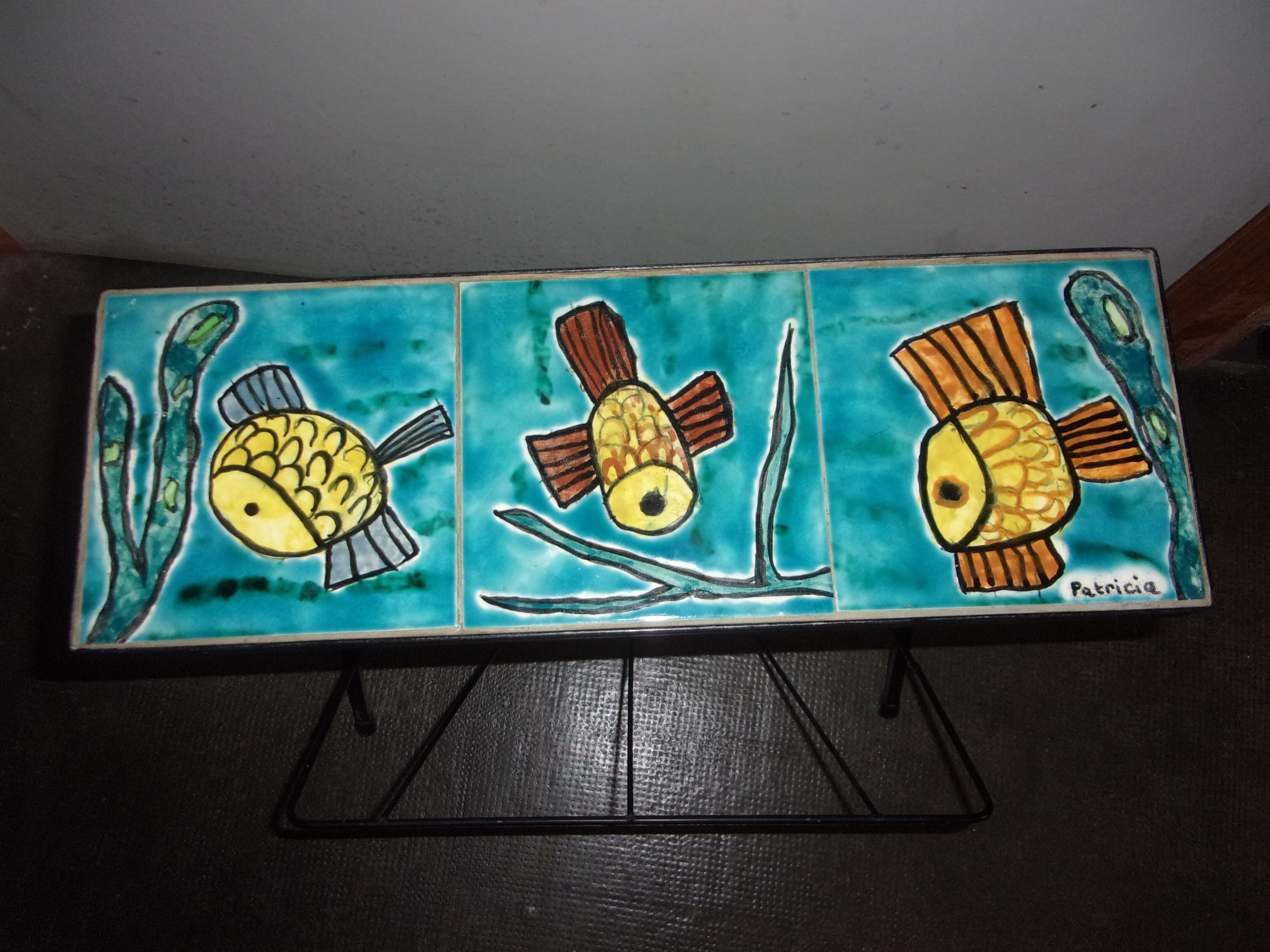 Wrought iron ceramic magazine holder with top from the 1950s - 1960s