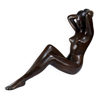 Grande statuette femme nue, Vénus en bronze de charme vintage