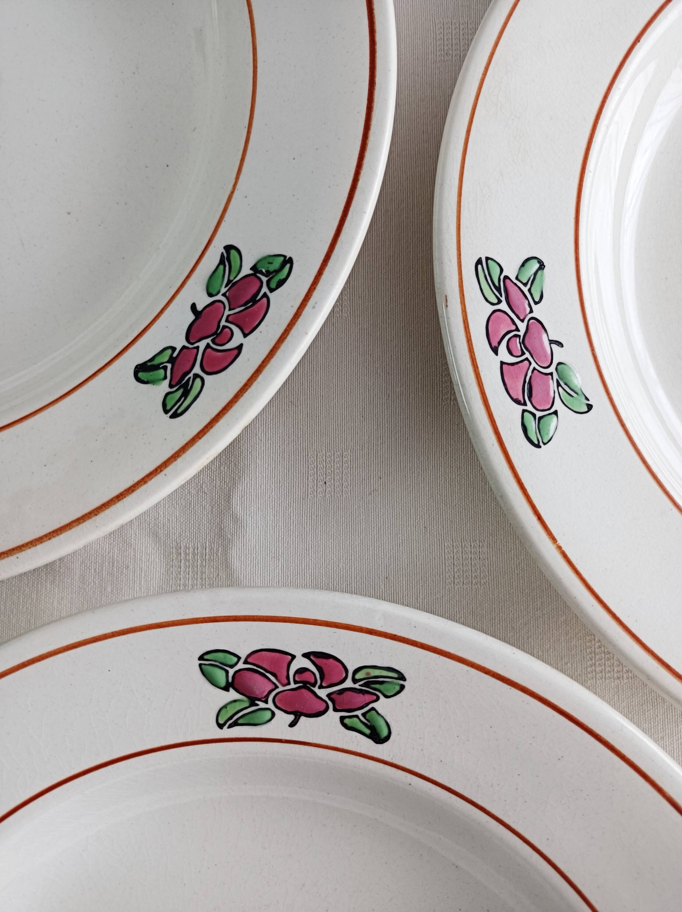 Set of 3 Salins soup plates, water lily