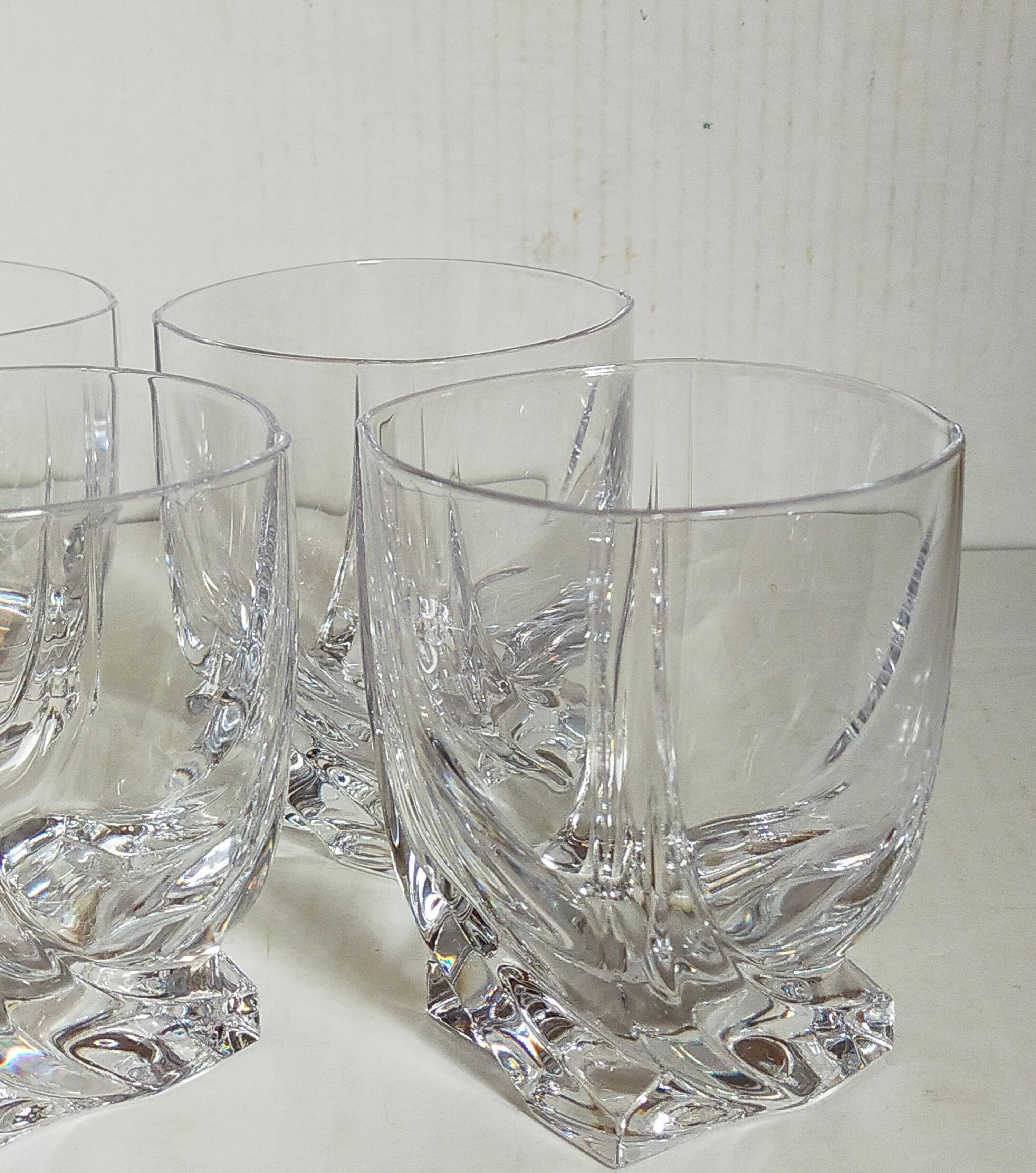 Five vintage crystal whiskey glasses
