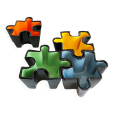 Ensemble de vide poches puzzle en céramique. Italie, années 80