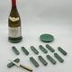 Knife holder/bottle rest service green ceramic wooden board