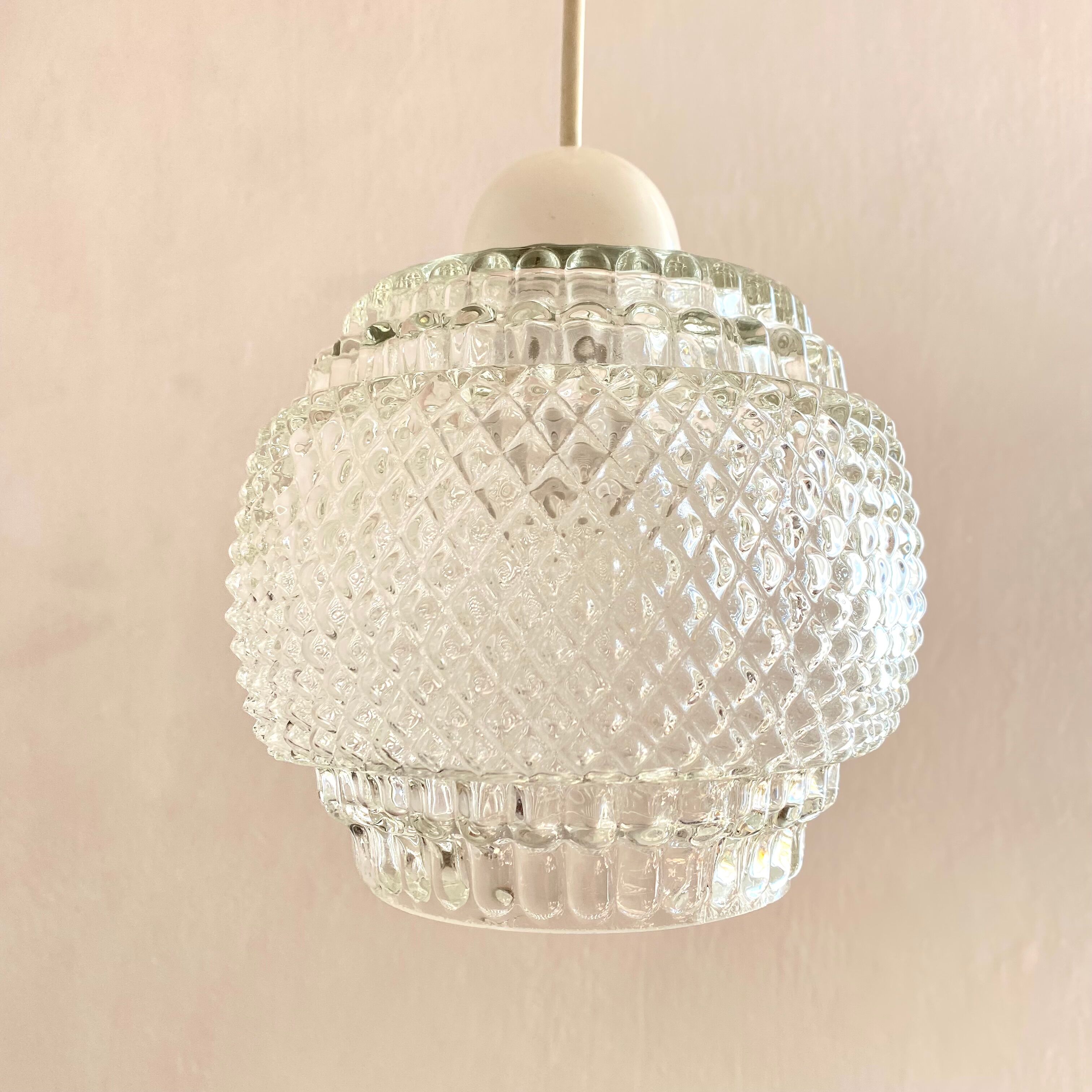 Vintage pendant lamp in molded glass