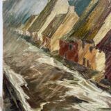 Painting "The Village under the Flood", oil on canvas