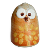 Vintage enameled stoneware owl money box