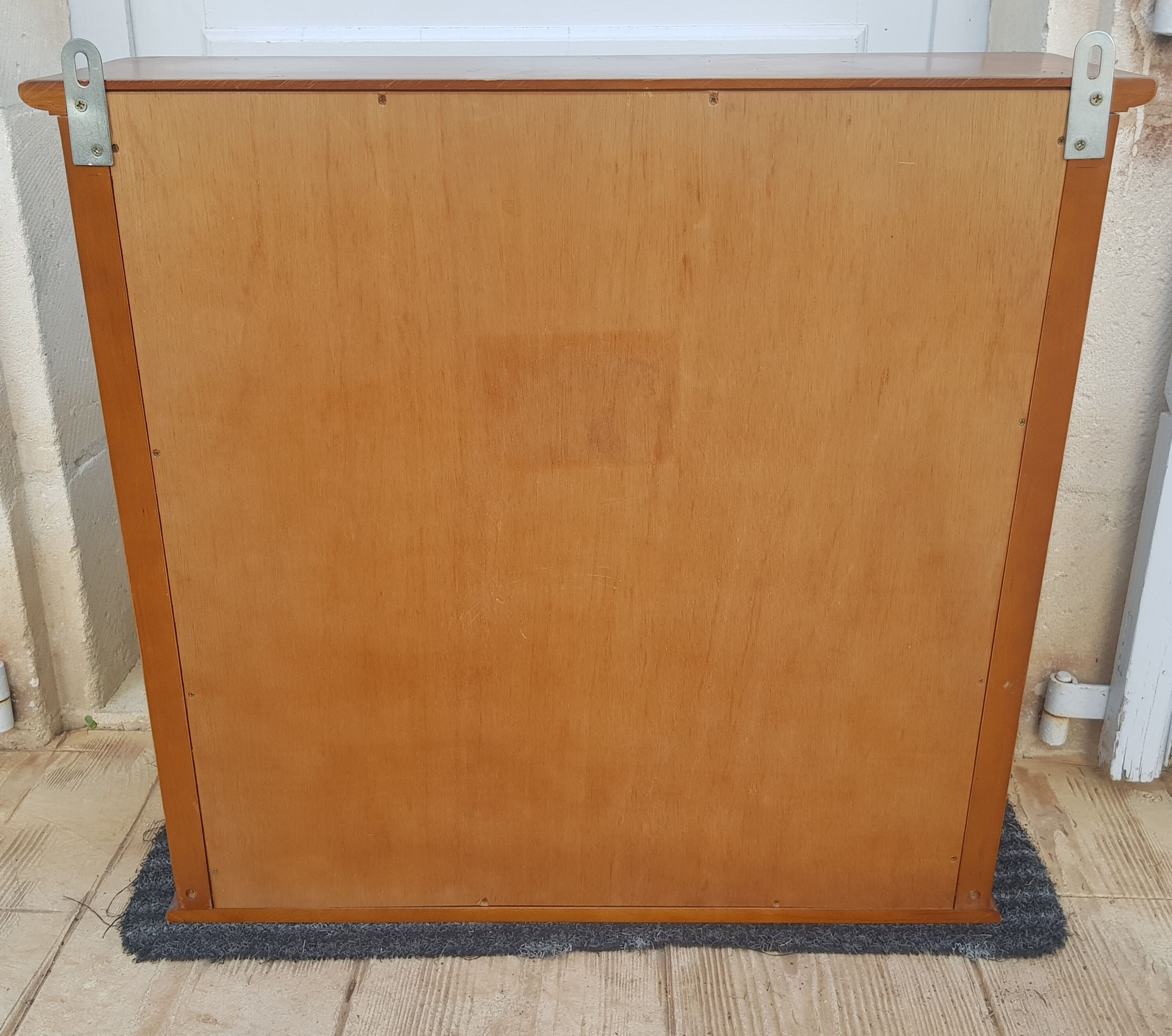 Vintage wood and glass shelf with mirror bottom