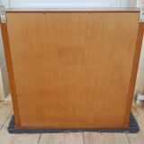 Vintage wood and glass shelf with mirror bottom