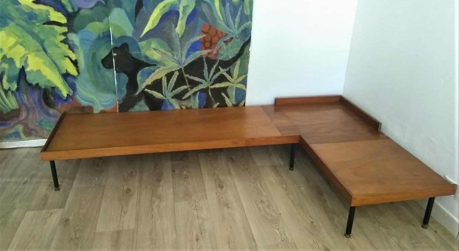 Daybed bench sofa angle teak and Scandinavian rosewood