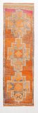 3x9 Vintage Brown & Orange Runner Rug, 84x285Cm