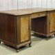 1950s English desk in walnut and oak