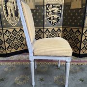 Suite of 6 louis XVI style chairs yellow velvet