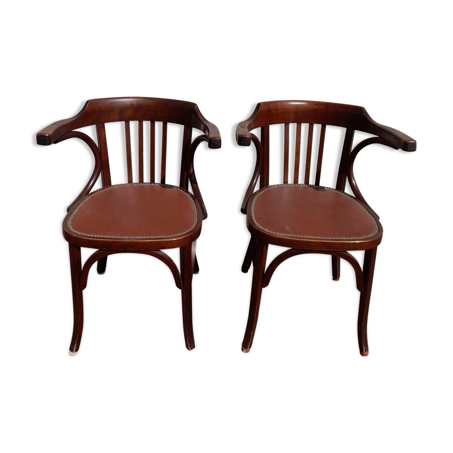 Pair of bistro armchairs signed Baumann 1930