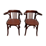 Pair of bistro armchairs signed Baumann 1930