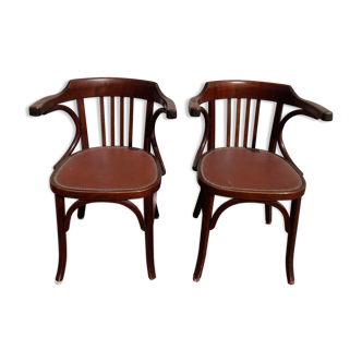 Pair of bistro armchairs signed Baumann 1930