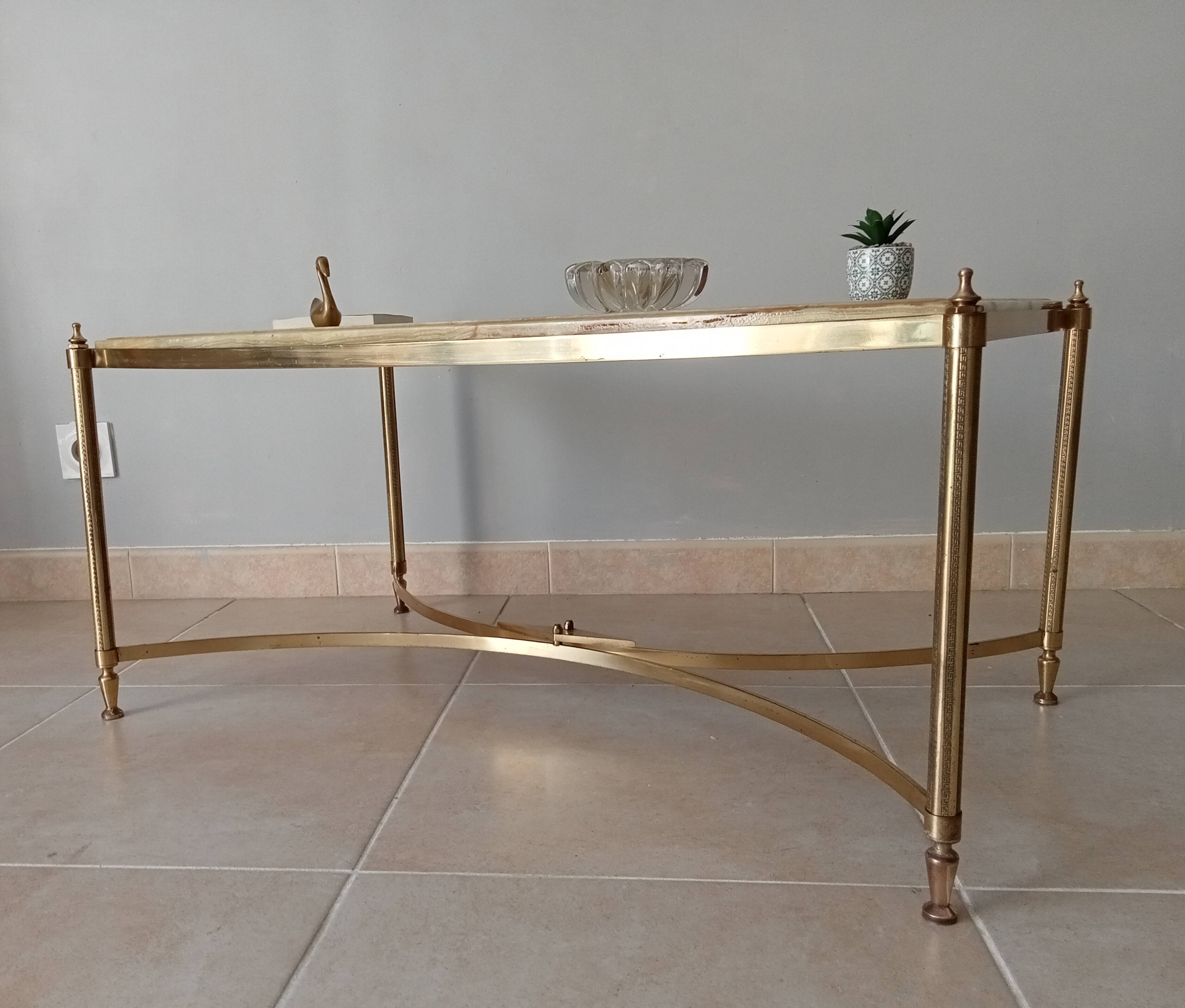 Neoclassical marble and brass coffee table 50s/60s