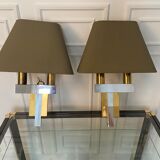 Pair of chrome and brass sconces, Italy, 1970s