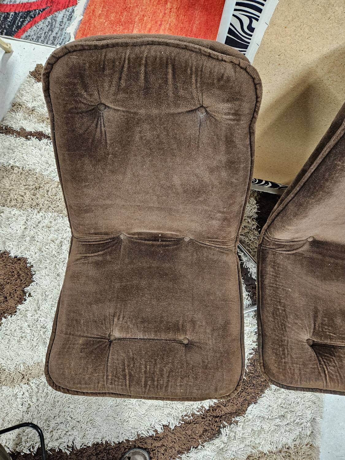 Pair of vintage velvet armchair chair 1970"