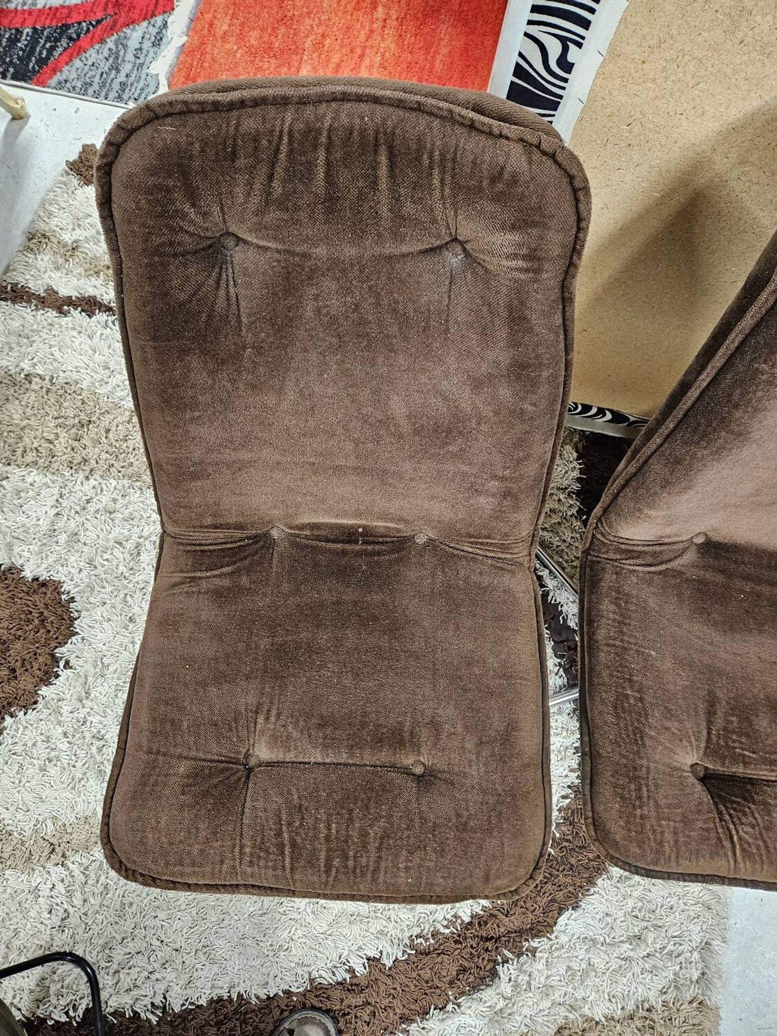 Paire de chaise fauteuil velour vintage  1970"