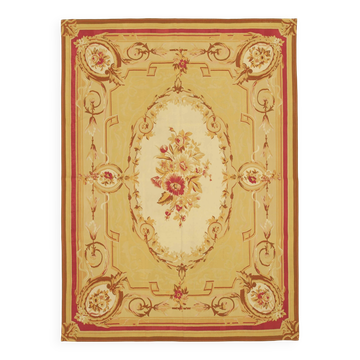 Handmade European Vintage Aubusson Kilim 264 cm x 364 cm