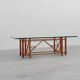 Large monumental bamboo dining table with glass top by Gasparucci, Italy