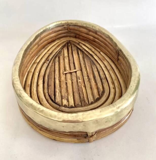 Rattan and brass basket, 1970s
