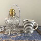 Vintage portable lamp in electrified chiseled glass to nine