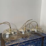 Set of three glass hanging lamps