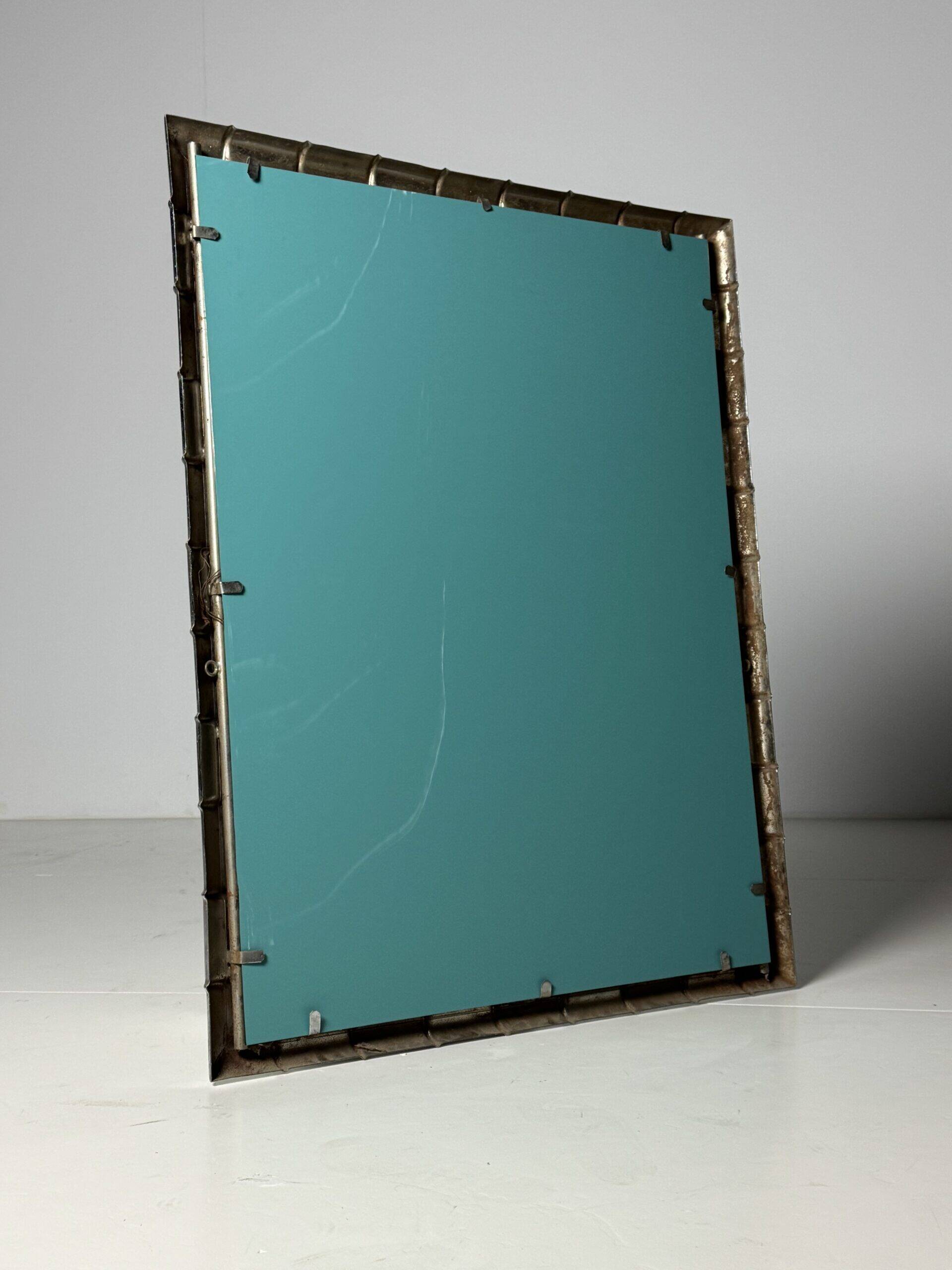 Large faux bamboo mirror chrome