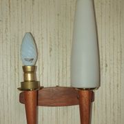 Pair of Scandinavian teak wall lamps with 2 burners 1960