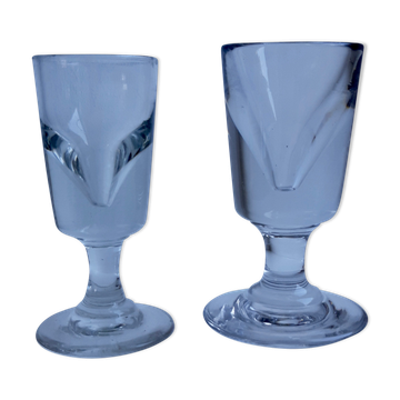 Duo de verres à absinthe fonds épais fabrication artisanale fin XIXeme