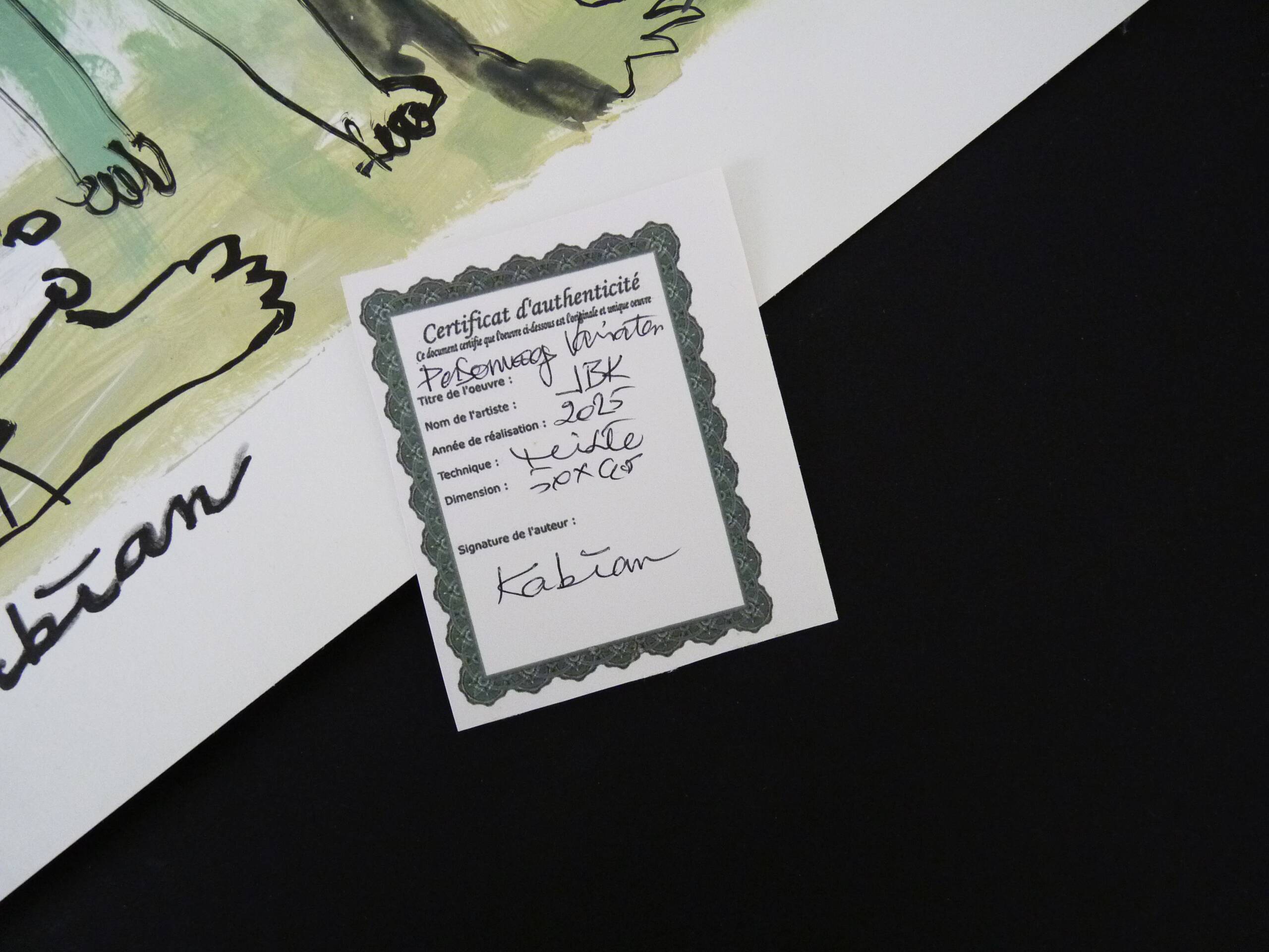 Mixed technique Art brut/Figurative art/Unique art signed Kabian 65X50 cm