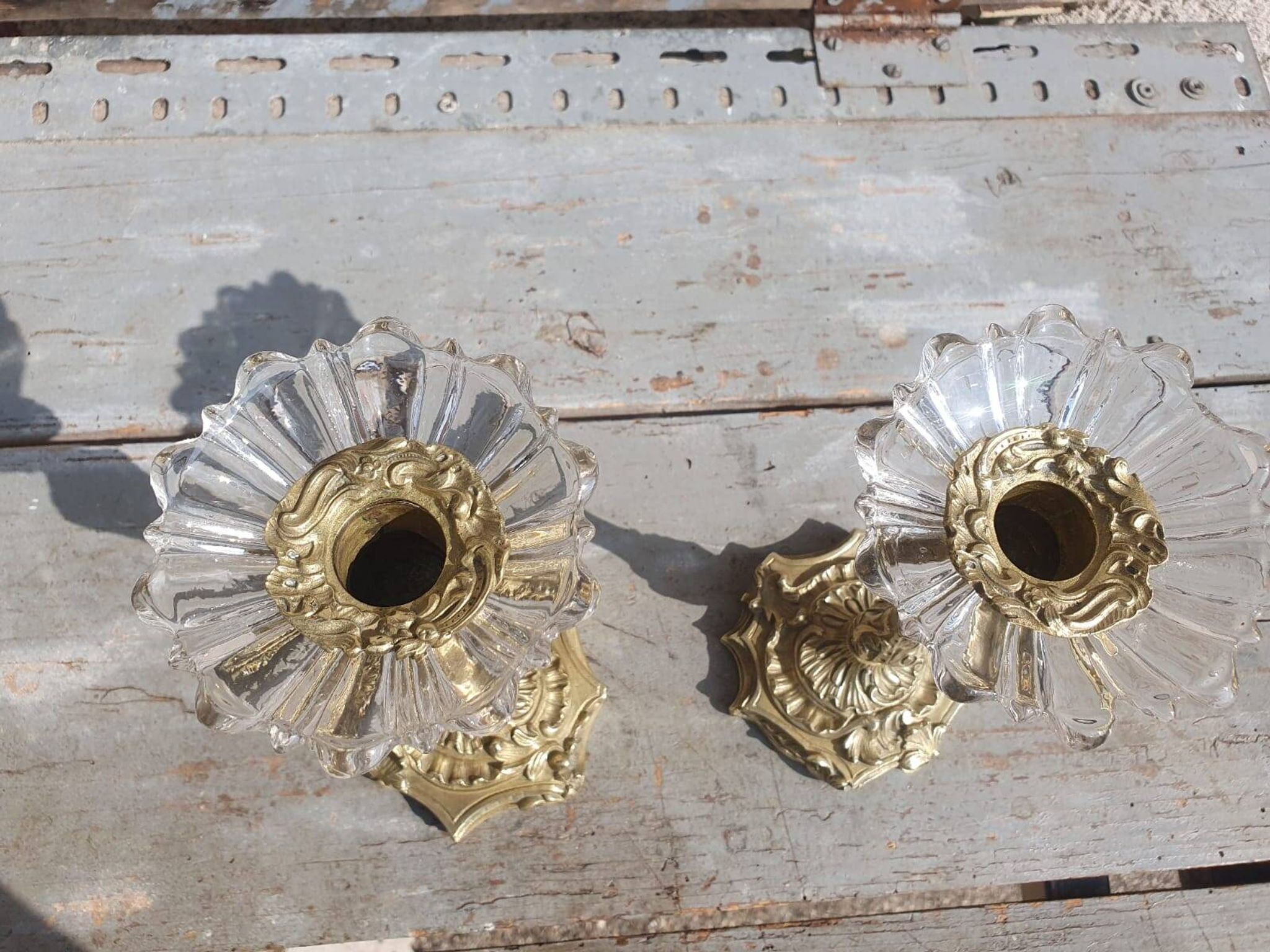 paire bougeoirs bronze