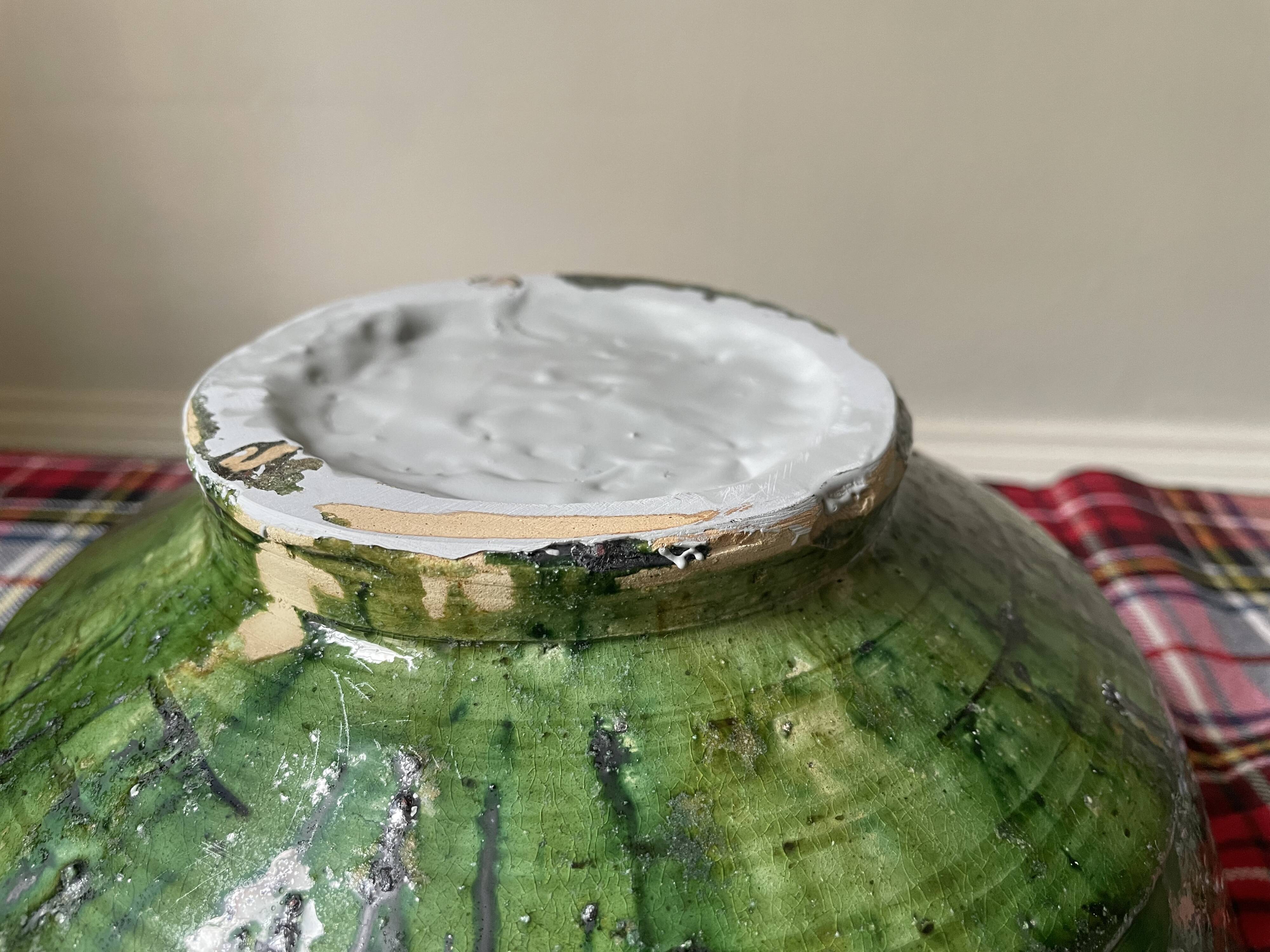 Emerald green Tamegroute salad bowl D28