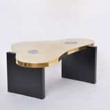 Etched Brass coffee table with Agathe Stones in the style of Lova Creation