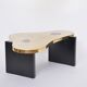 Etched Brass coffee table with Agathe Stones in the style of Lova Creation