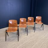 Set of 4 Galvanitas S22 oak chairs Netherlands 70s