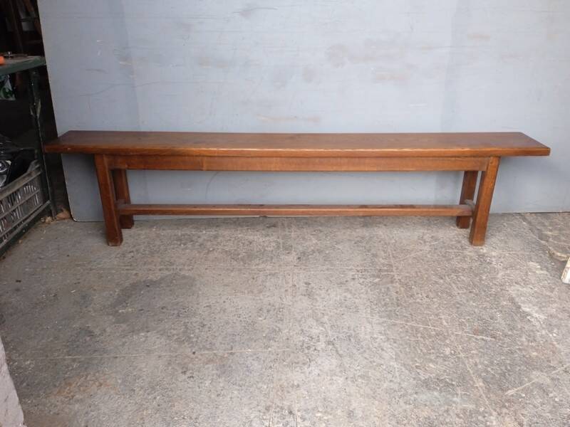 Solid oak bench 2 meters period 1960