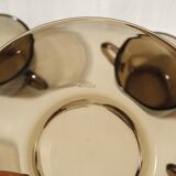 Set of 6 coffee cups and vintage saucers Vereco brown smoked glass